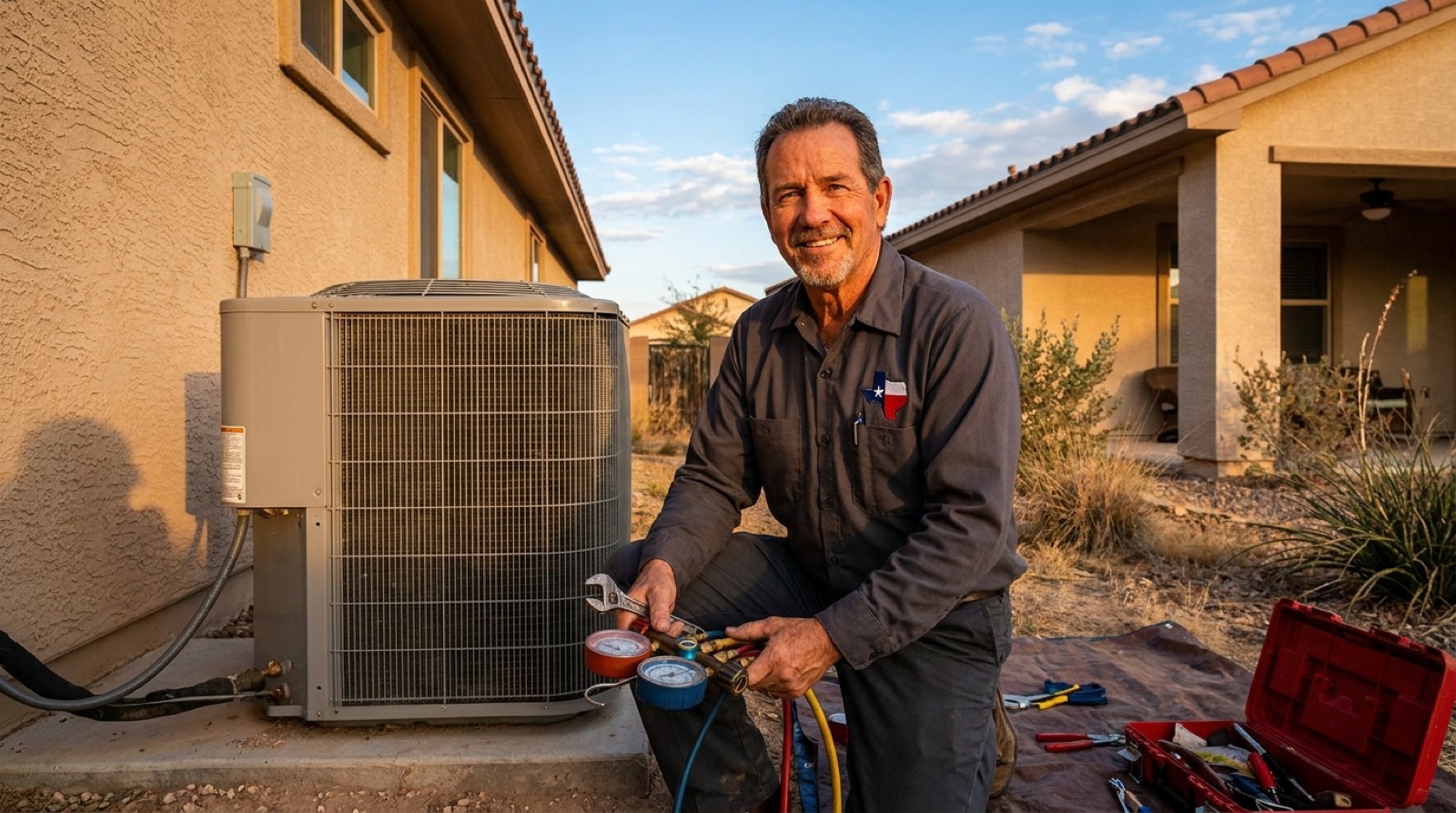 HVAC technician performing a maintenance tune-up